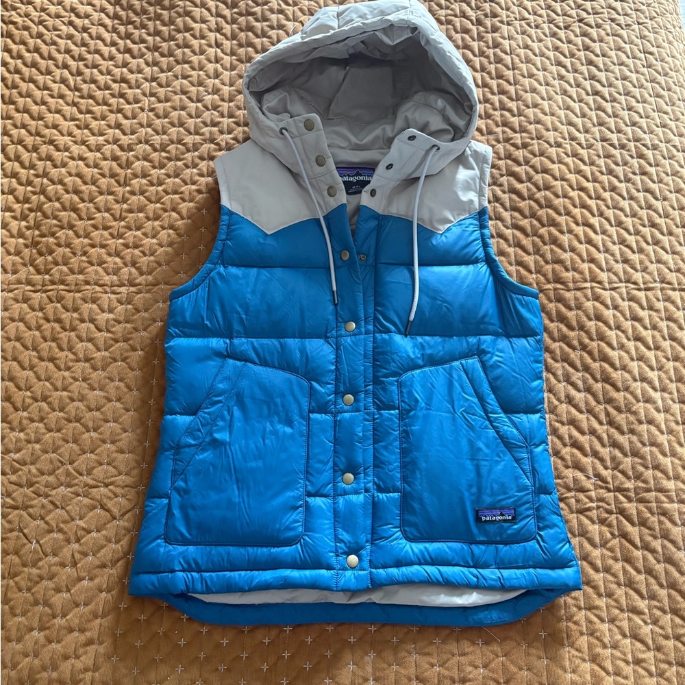 Blue and Gray Hooded Vest Patagonia